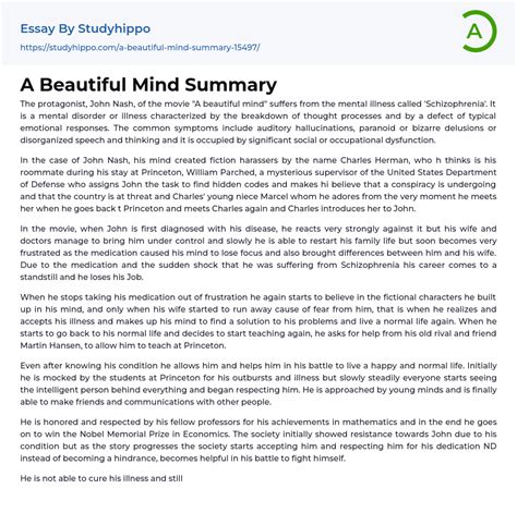Read A Beautiful Mind Summary Paper 