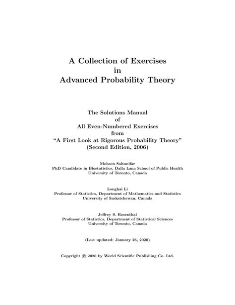 Read A Collection Of Exercises In Advanced Probability Theory 