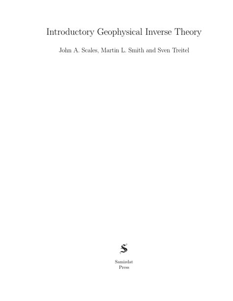 Full Download A Geophysical Inverse Theory Primer Andy Ganse 