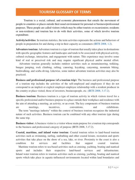 Read Online A Glossary Of Tourism And Allied Terms 
