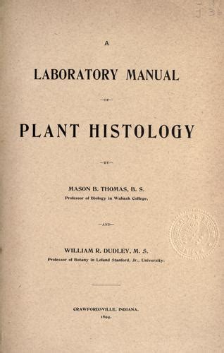 Read Online A Laboratory Manual Of Plant Histology 