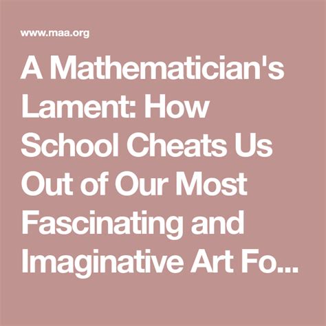 Download A Mathematician S Lament How School Cheats Us Out Of Our Most Fascinating And Imaginative Art Form 
