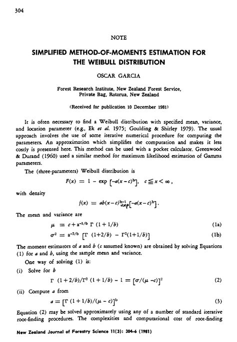 Read Online A Method Of Moments For The Estimation Of Weibull Pdf 