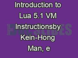 Read Online A No Frills Introduction To Lua 5 1 Vm Instructions 