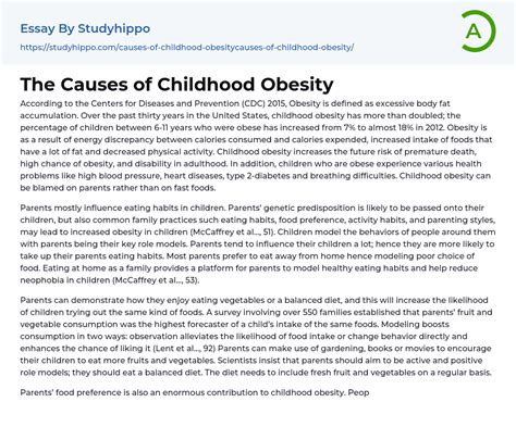 Full Download A Paper On Childhood Obesity 