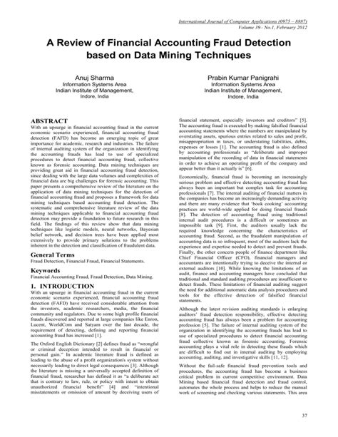 Read A Review Of Financial Accounting Fraud Detection Based On 