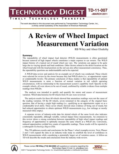 Full Download A Review Of Wheel Impact Measurement Variation Railinc 41095 
