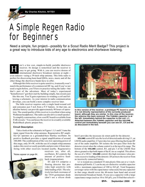 Download A Simple Regen Radio For Beginners Qst September 2000 