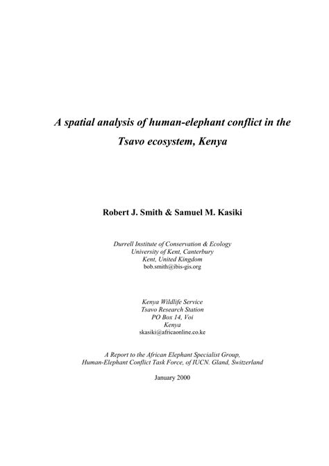 Read A Spatial Analysis Of Human Elephant Conflict In The Tsavo 