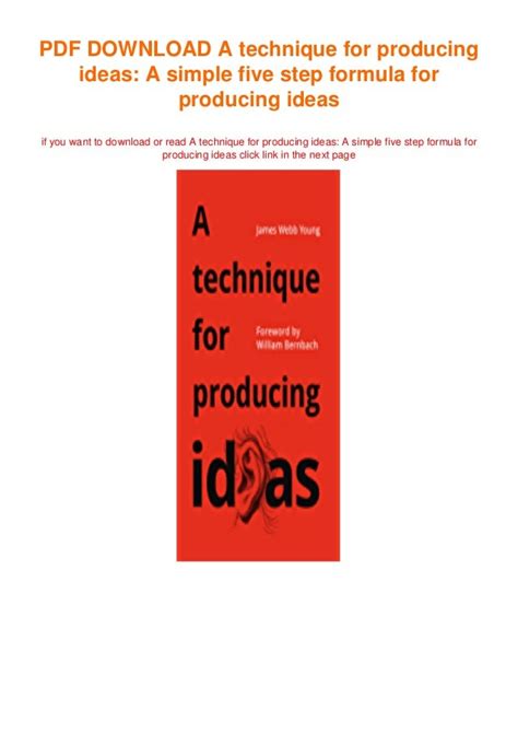 Download A Technique For Producing Ideas A Simple Five Step Formula For Producing Ideas 
