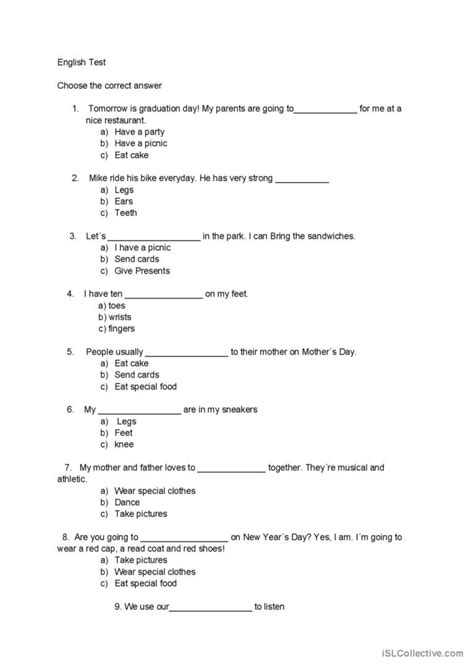 A1 English Test