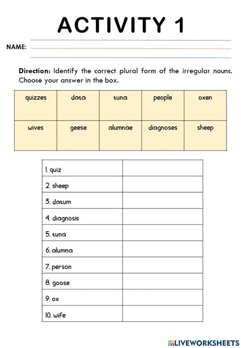 A1 Q1w8 Lesson 7 Forming The Plural Of Plural Noun Worksheet - Plural Noun Worksheet