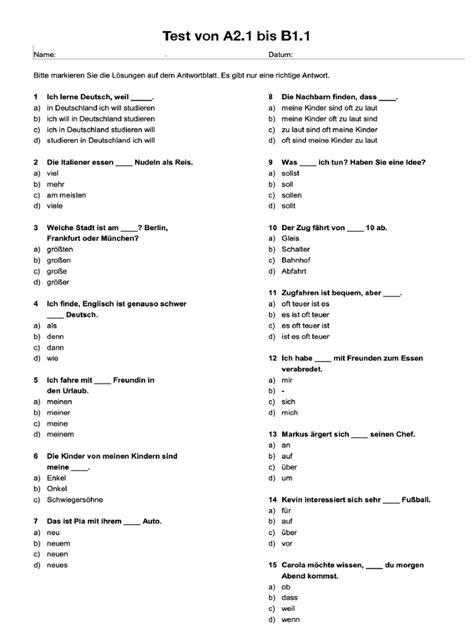 A2 Test Deutsch