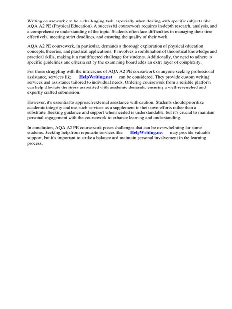 Download A2 Pe Coursework Examples Aqa 