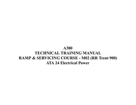 A380 Technical Training Manual Electrical Power System