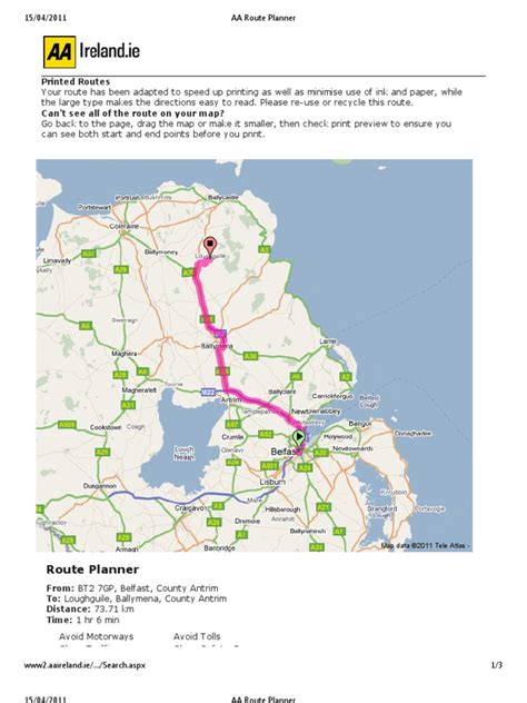 Aa Route Planner Ireland Map