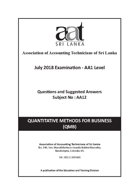 Aa12 Quantitative Methods For Business