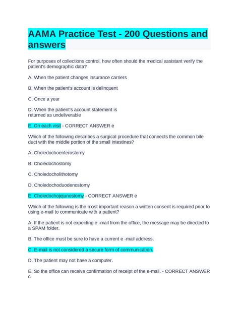 Aama Practice Test