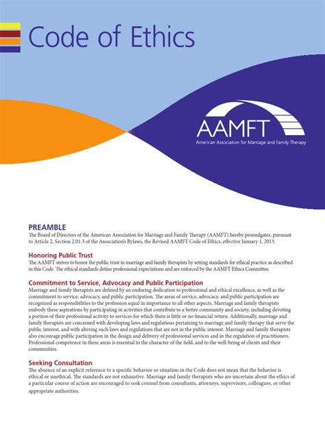 Aamft Code Of Ethics