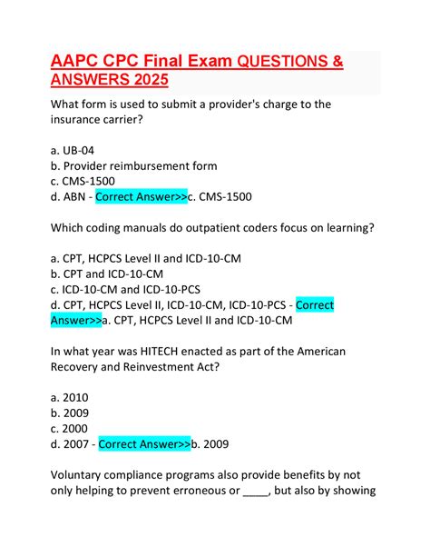 aapc instructor answer key final exam 2013