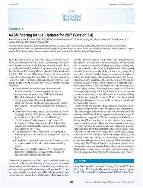 Aasm Scoring Manual Version 24 Berry Et Al 2017