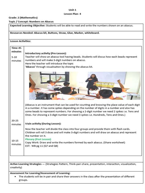 Abacus Lesson Plan