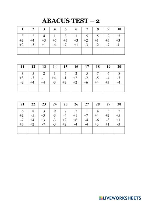 Abacus Level 1 Worksheet Live Worksheets Abacus Practice Sheets Level 1 - Abacus Practice Sheets Level 1
