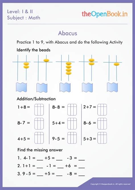 Abacus Level 9 Practice Sheet 1 Pdf Scribd Abacus Practice Sheets Level 1 - Abacus Practice Sheets Level 1