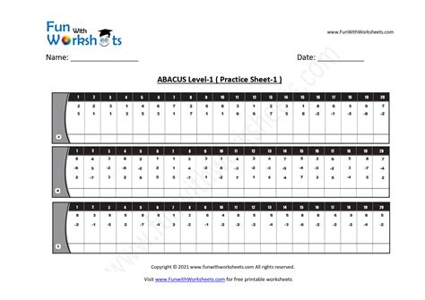 Abacus Practice Worksheets Level 1 Funwithworksheets Com Abacus Practice Sheets Level 1 - Abacus Practice Sheets Level 1