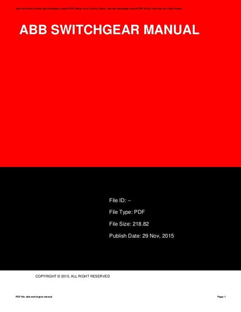 Abb Switchgear Manual