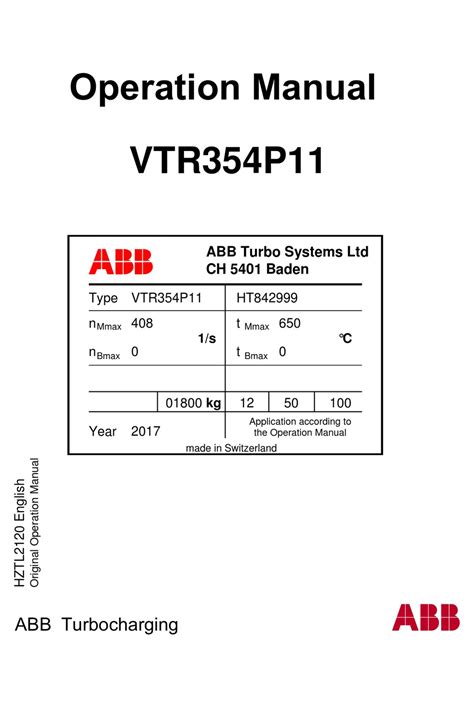 Read Online Abb Turbocharger Vtr 354 Manual File Type Pdf 