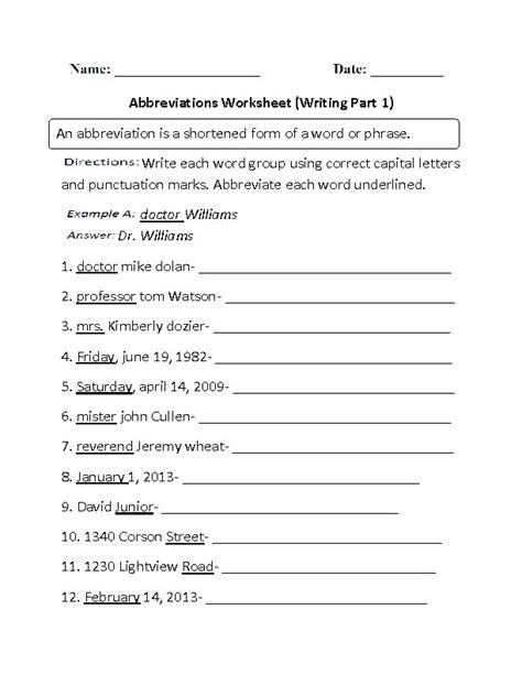 Abbreviation Worksheets Tutoring Hour Abbreviation Worksheet 1st Grade - Abbreviation Worksheet 1st Grade