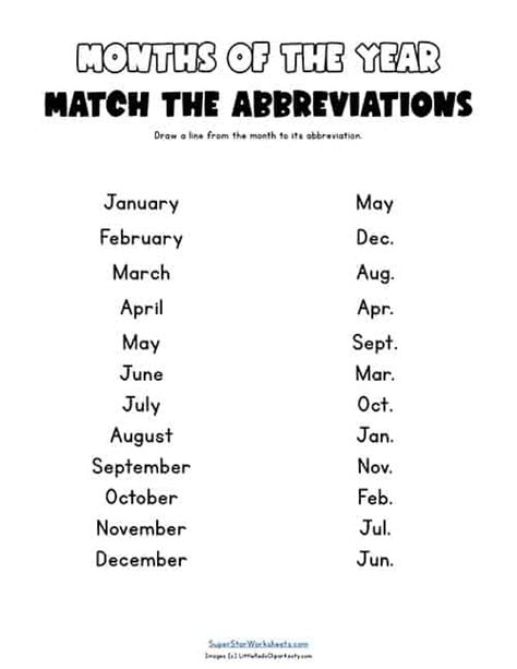 Abbreviations Months Of The Year Free Printable Punctuation Printable Abbreviation Worksheet Second Grade - Printable Abbreviation Worksheet Second Grade