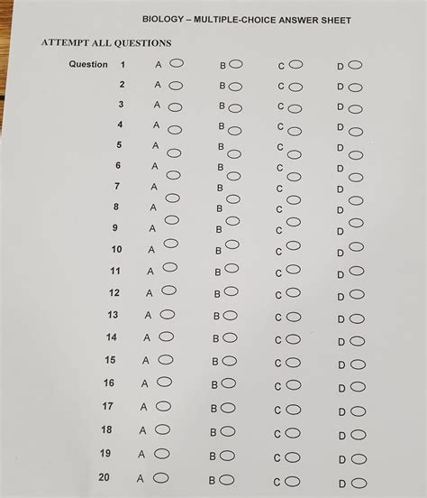 Abc Multiple Choice Answer Grid