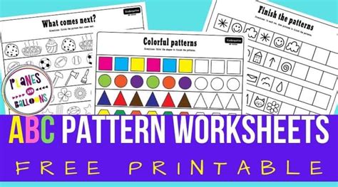 Abc Pattern Worksheets Free Printable Planes Amp Balloons Preschool Patterns Worksheets - Preschool Patterns Worksheets