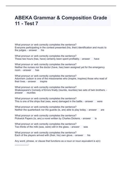 Abeka Test Answers