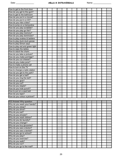 Download Ablls R Intraverbals Tracking Sheets 