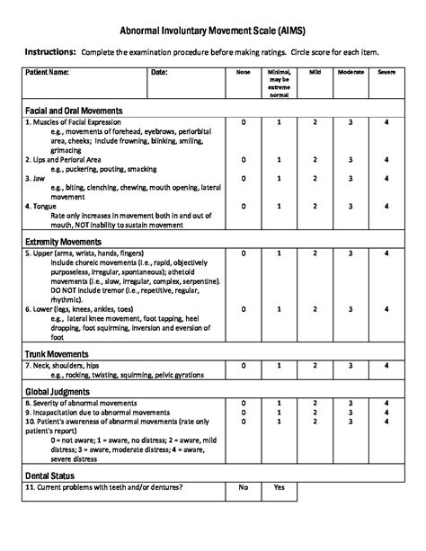 Abnormal Involuntary Movement Scale
