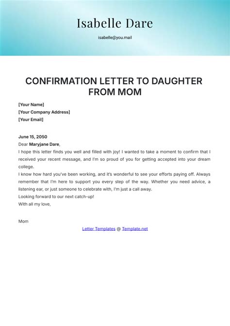 Abortion Confirmation Sample Letter