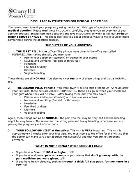 Abortion Discharge Paperwork