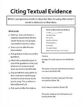 About This Lesson Citing Textual Evidence