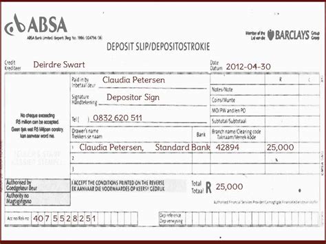 absa bank deposit slip sample