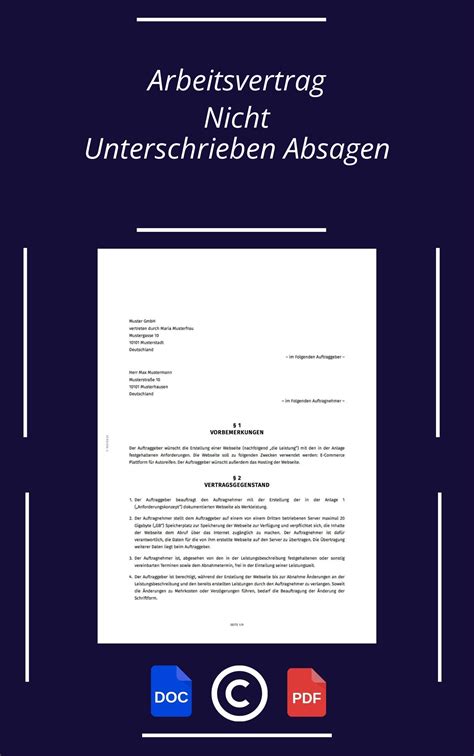 absage arbeitsvertrag