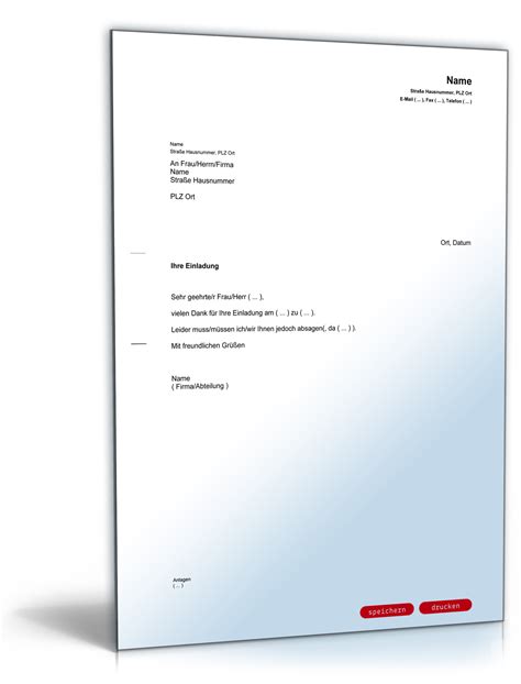 absage einladung muster