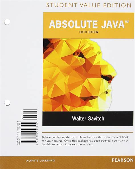 Absolute Java Student Value Edition Plus Myprogramminglab With Pearson Etext Access Card Package 5th Edition