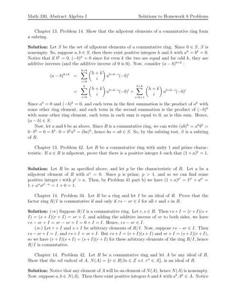 Abstract Algebra Homework Solutions