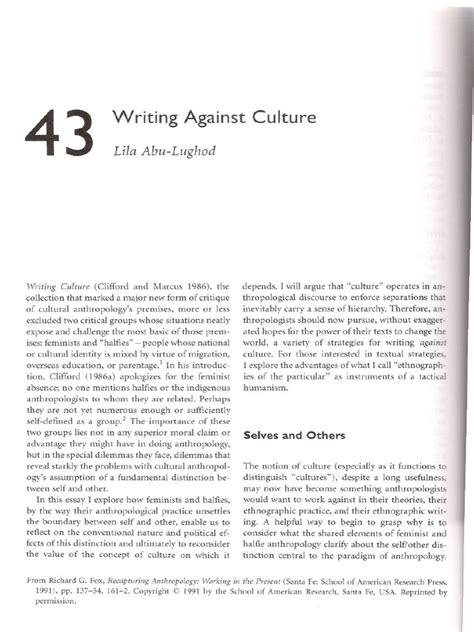abu lughod writing against culture pdf