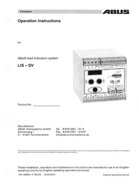 Abus Lis Sv Manual