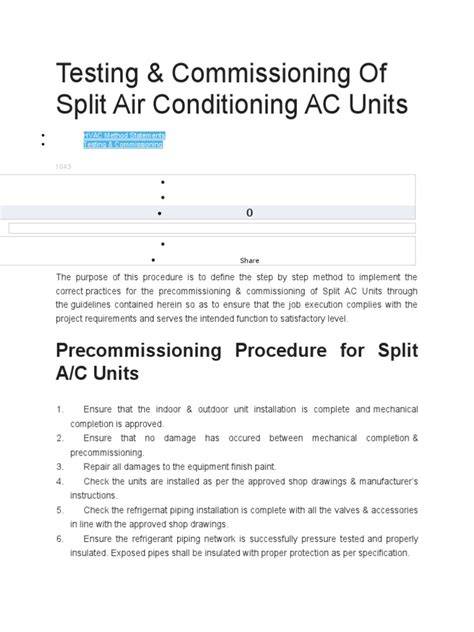 ac split commissioning sheet