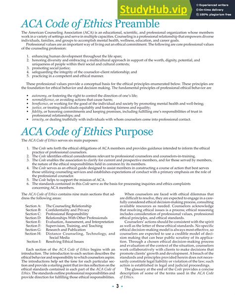 Aca Code Of Ethics And Practice